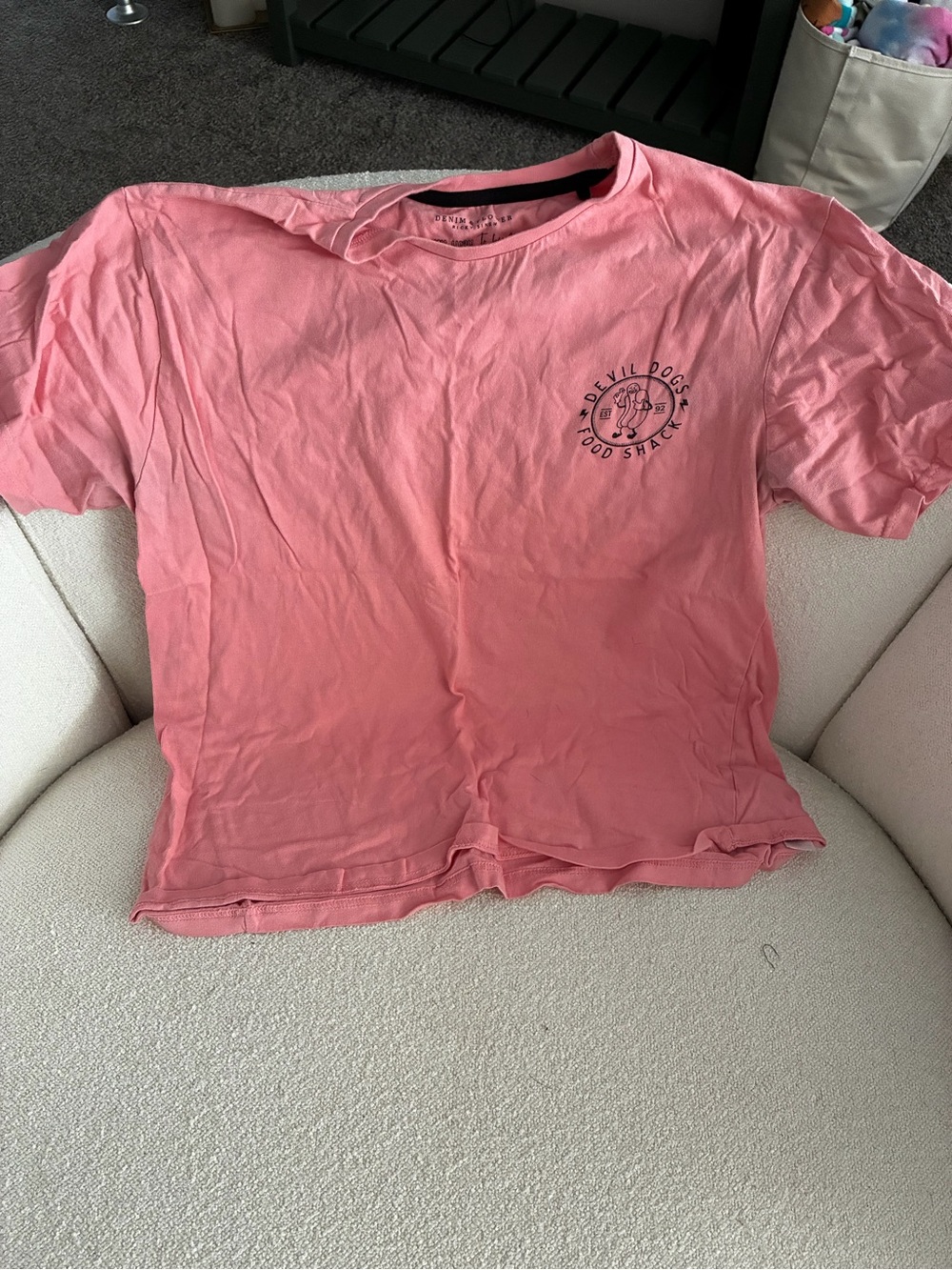 Denim & Flower NYC Devil Dogs Food Shack Pink Short Sleeve Logo Tee